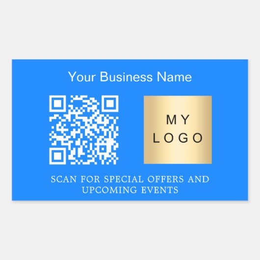Firmenlogo qcode hellblau rechteckiger aufkleber (Vorderseite)