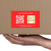 Firmenlogo qcode hellrot rechteckiger aufkleber