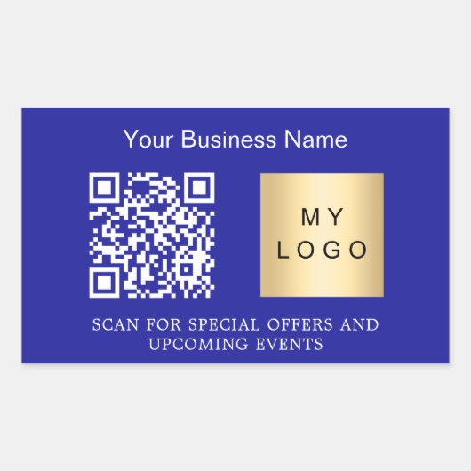Firmenlogo qr Code dunkelblau Rechteckiger Aufkleber (Vorderseite)