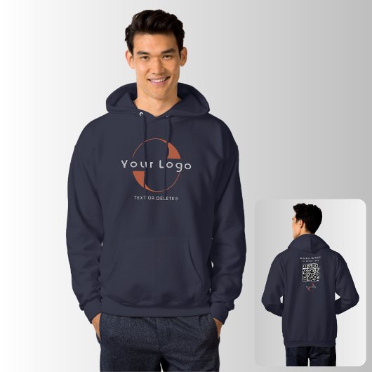 Firmenlogo QR-Code Firmenmarke swag Men Blue Hoodie