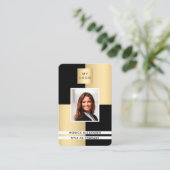 Firmenlogo QR-Code für Black Gold Foto Visitenkarte (Stehend Vorderseite)