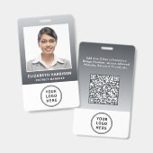 Firmenlogo QR-Code Grau Mitarbeiter-Fotoausweis Ausweis (Vorder- & Rückseite)