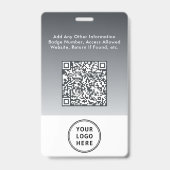 Firmenlogo QR-Code Grau Mitarbeiter-Fotoausweis Ausweis (Rückseite)