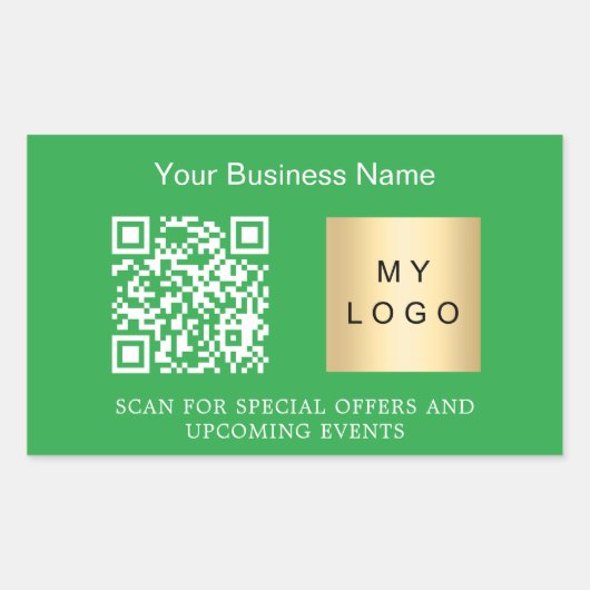 Firmenlogo qr Code grün Rechteckiger Aufkleber (Vorderseite)