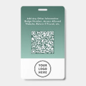 Firmenlogo QR-Code Grüne Mitarbeiter-Foto-ID Ausweis (Rückseite)