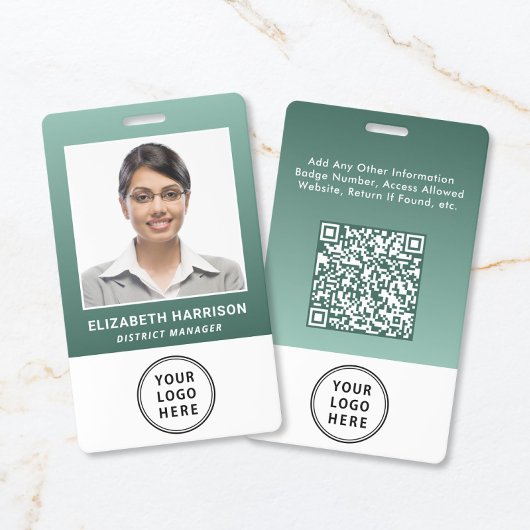 Firmenlogo QR-Code Grüne Mitarbeiter-Foto-ID Ausweis