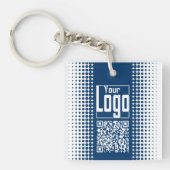Firmenlogo QR-Code Halbtonblau weiß Schlüsselanhänger (Vorderseite)