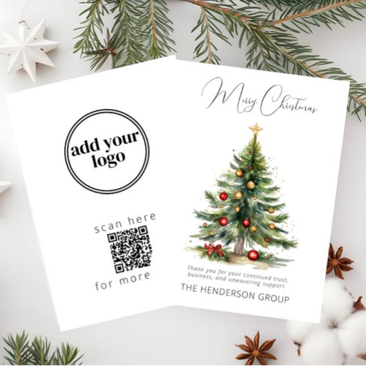 Firmenlogo QR Code Merry Christmas Tree Feiertagskarte