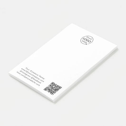 Firmenlogo | QR Code Minimal Simple White Post-it Klebezettel (angewinkelt)