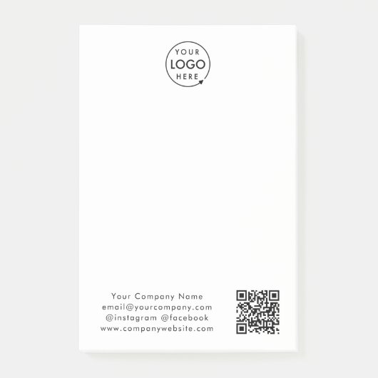 Firmenlogo | QR Code Minimal Simple White Post-it Klebezettel (Vorderseite)