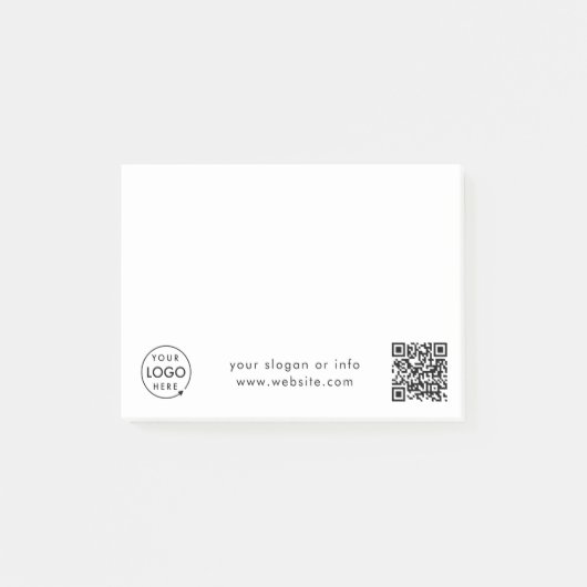 Firmenlogo | QR Code Minimalistisch Simple White Post-it Klebezettel (Vorderseite)