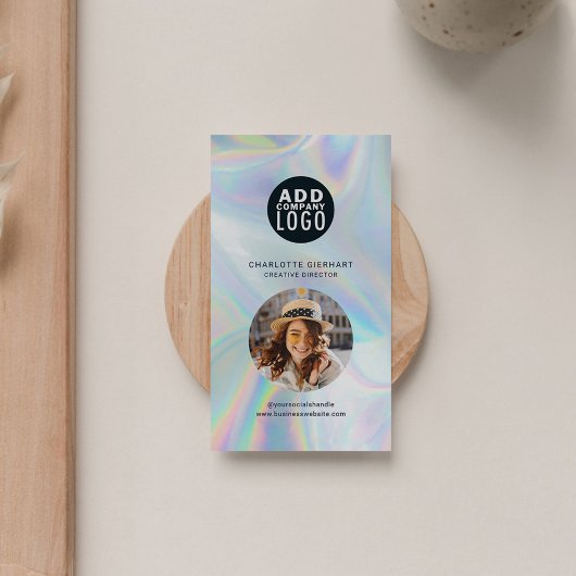 Firmenlogo QR Code Mitarbeiter Foto Holografisch Visitenkarte