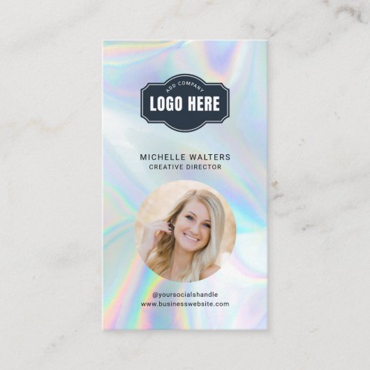 Firmenlogo QR-Code Mitarbeiter-Foto Visitenkarte (Vorderseite)