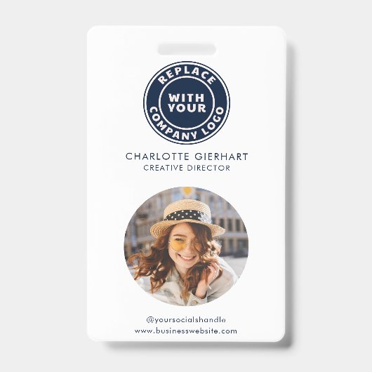 Firmenlogo QR-Code Modernes Mitarbeiter-Foto-ID Ausweis (Front)