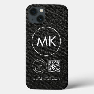 Firmenlogo QR-Code Monogram Black Imitats Leather Case-Mate iPhone Hülle