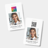 Firmenlogo QR-Code Name des Mitarbeiters und Titel Ausweis (Vorder- & Rückseite)