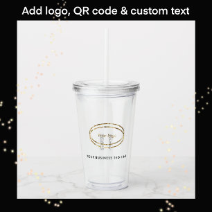 Firmenlogo & QR-Code Schwarzer Text Werbeartikel Acryltrinkbecher