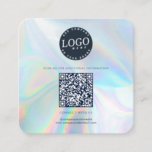 Firmenlogo QR Code Social Media Holographic Quadratische Visitenkarte (Vorderseite)