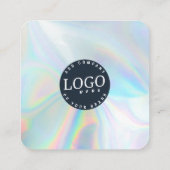 Firmenlogo QR Code Social Media Holographic Quadratische Visitenkarte (Rückseite)