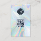 Firmenlogo QR Code Social Media Iridescent Visitenkarte (Vorderseite)