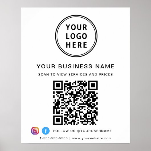 Firmenlogo QR Code Social Media Poster (Vorne)