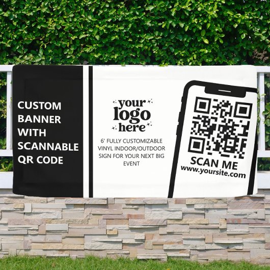 Firmenlogo QR Code Vinyl Black Indoor Outdoor Banner