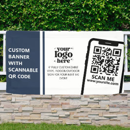 Firmenlogo QR Code Vinyl Blue Indoor Outdoor Banner