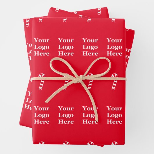 Firmenlogo Red and White Christmas Candy Cane Geschenkpapier Set (Beispiel)