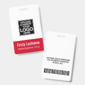 Firmenlogo - RED - Name Name Bar Code Benutzerdefi Ausweis (Vorder- & Rückseite)