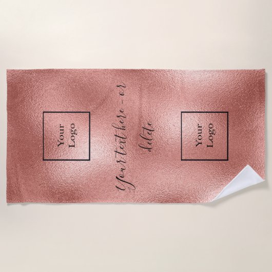 Firmenlogo Rose Goldtext Strandtuch (Vorderseite)
