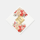 Firmenlogo Rote Elfenbeinflorale Farbe Serviette (Ecke)