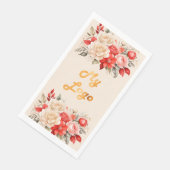 Firmenlogo Roter Elfenbeinblumencreme beige Serviette (Ecke)