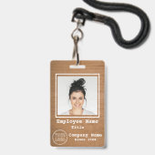 Firmenlogo Rustic Light Wood Foto Employee Id Ausweis (Vorderseite mit Schlüsselband)