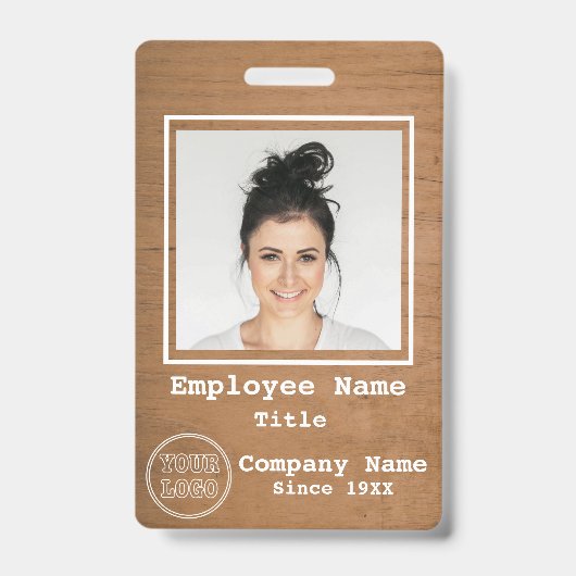 Firmenlogo Rustic Light Wood Foto Employee Id Ausweis (Vorderseite)