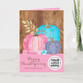 Firmenlogo Rustikal rosa Erntedank Pumpkins Karte (Vorderseite)