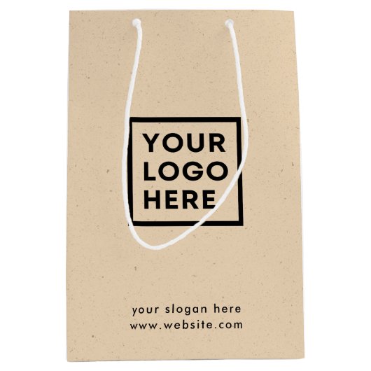 Firmenlogo Rustikale Kraft Moderne Mittlere Geschenktüte (Vorderseite)