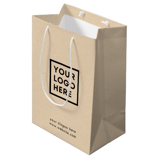 Firmenlogo Rustikale Kraft Moderne Mittlere Geschenktüte (Vorderseite Schrägansicht)