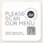 Firmenlogo Scan Menü QR Code Runder Text Business Rechteckiger Pappuntersetzer (Vorderseite)