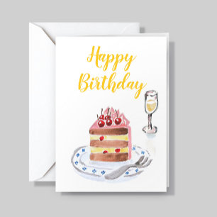 Firmenlogo Schokoladen-Kirsch-Kuchen Geburtstag Karte