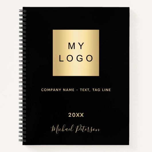 Firmenlogo schwarz, elegante Monografie Notizblock (Vorderseite)