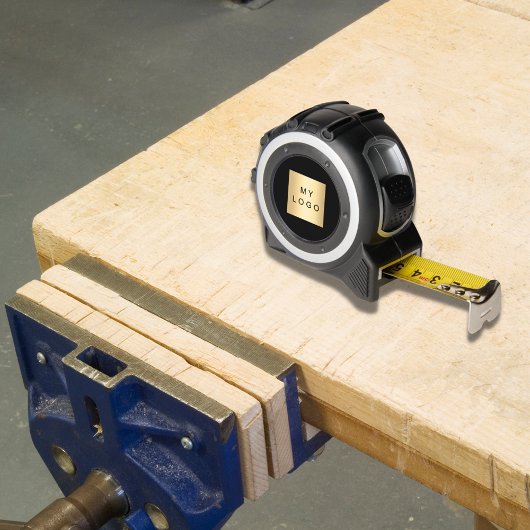 Firmenlogo schwarz maßband