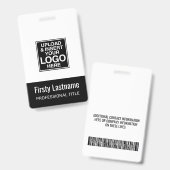 Firmenlogo SCHWARZ Name Titel Bar Code Benutzerdef Ausweis (Vorder- & Rückseite)