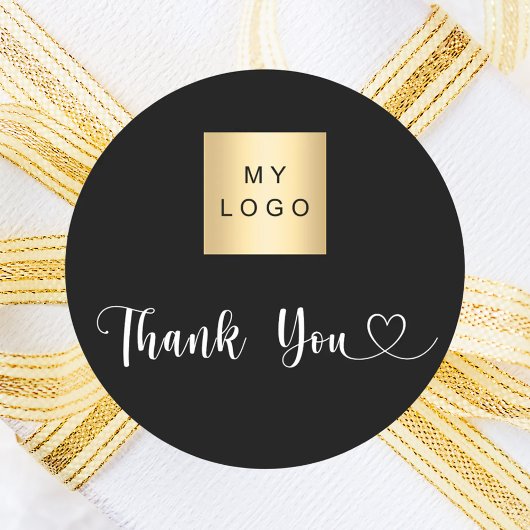 Firmenlogo Schwarz-weiß vielen Dank Runder Aufkleber