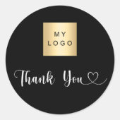 Firmenlogo Schwarz-weiß vielen Dank Runder Aufkleber (Vorderseite)