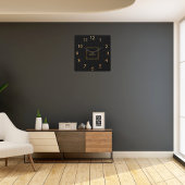 Firmenlogo, schwarze goldene Wand Quadratische Wanduhr