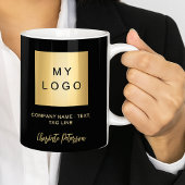 Firmenlogo, schwarze Goldschrift Kaffeetasse