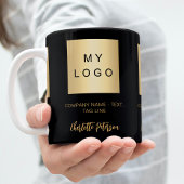 Firmenlogo, schwarze Goldschrift Kaffeetasse
