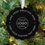 Firmenlogo | Schwarze Moderne Minimalistische Weih Ornament Karte<br><div class="desc">Einfaches,  stilvolles,  individuelles schwarzes Firmenlogo rund um Weihnachtsschmuck im modernen minimalistischen Stil. Sie können ganz einfach Ihr Firmenlogo und Ihren individuellen Text (z.B. Feiertage oder fröhliche Weihnachten) für den perfekten Urlaubserlebnis mit einem beruflichen Ambiente hinzufügen. #logo #business #christmas #ornament</div>