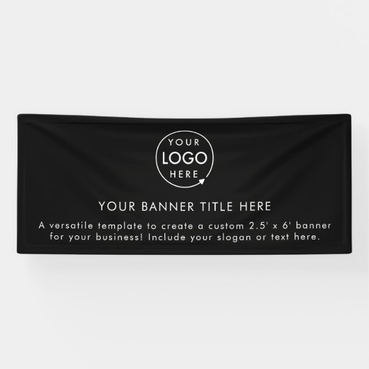 Firmenlogo | Schwarze moderne Werbung 6' Banner (Horizontal)