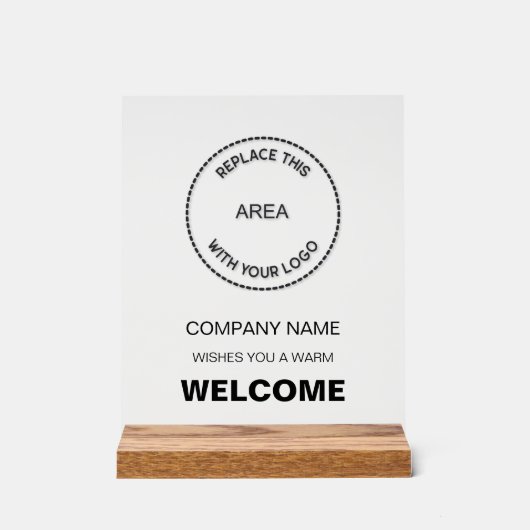 Firmenlogo - Schwarzer Text - Begrüßungszeichen Acrylschild (Vorderseite)